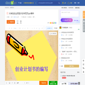 大学生创业项目计划书范文ppt课件 - 豆丁网